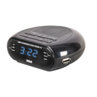 RCA USB & Dual Wake Clock Radio Front_Angled_Left
