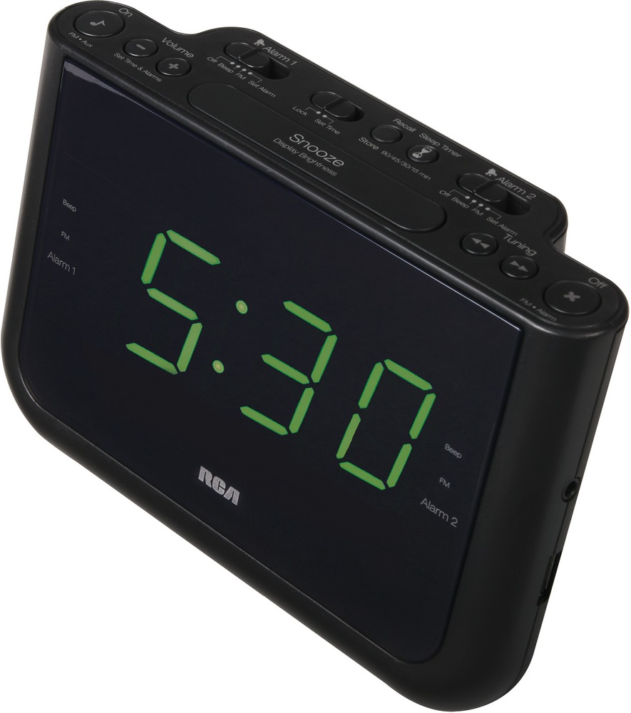 RCA Dual Wake Up USB Charging Digital FM Clock Radio, Black Canadian Tire