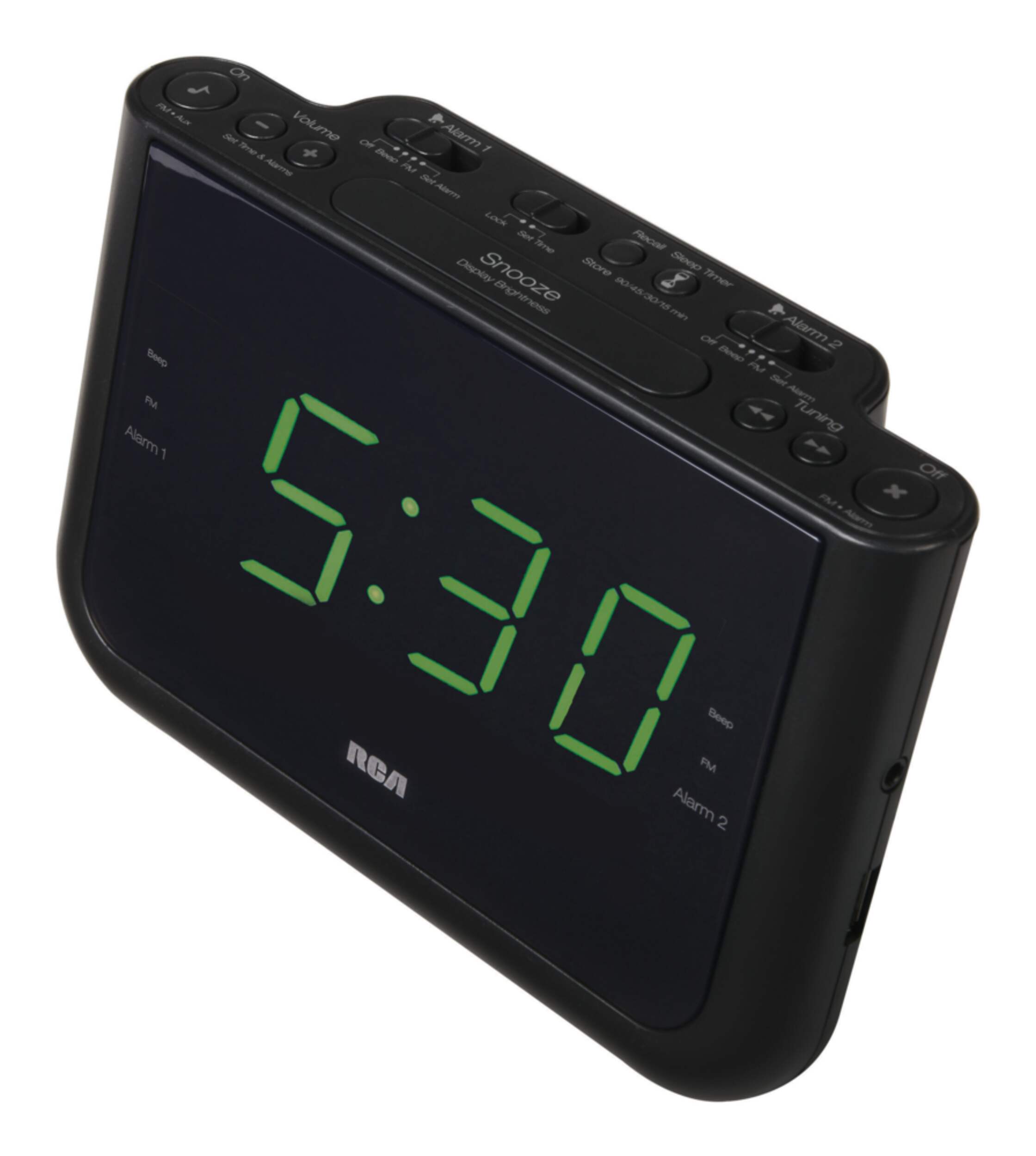 RCA Dual Wake Up USB Charging Digital FM Clock Radio, Black Canadian Tire