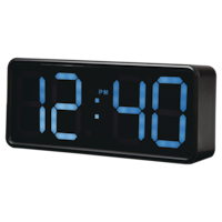 RCA Blue LED Digital Alarm Clock, 4-in Tall Display Front_Angled_Left