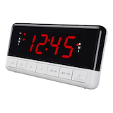 SkyTime Dual Alarm LED Digital AM/FM Clock Radio Front_Angled_Left