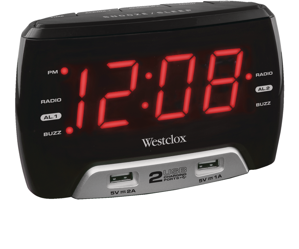 Westclox Red LED Digital FM Clock Radio with 2 USB Charging Ports, 1.4in Canadian Tire
