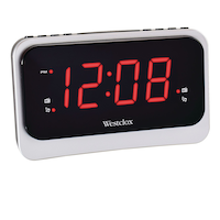 Westclox Nature Sounds LED Digital FM Clock Radio with USB Charging Port, 1.4-in Front_Angled_Right