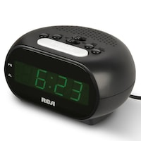 RCA Digital Alarm Clock with Green Display Front_Three_Fourths_Angled_Left