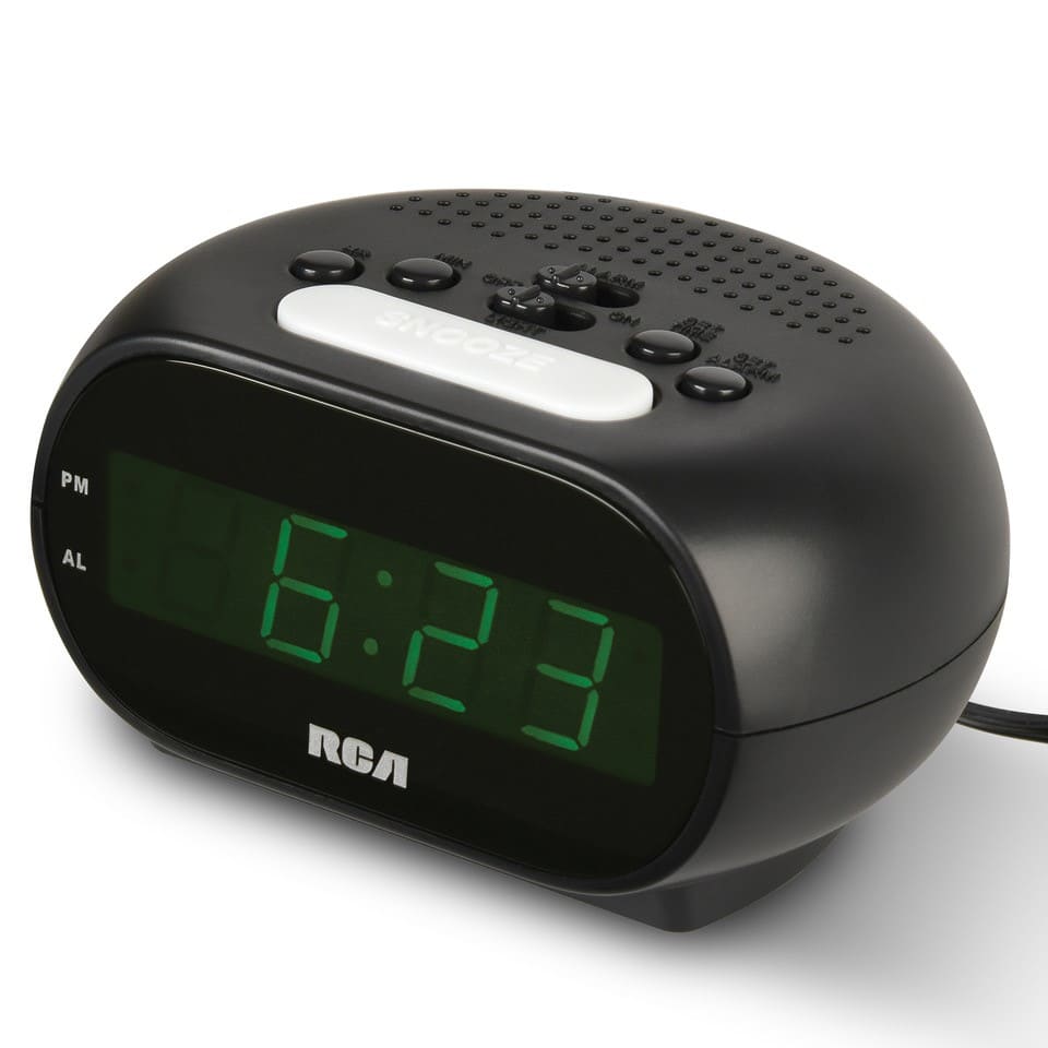 RCA Digital Alarm Clock with Green Display