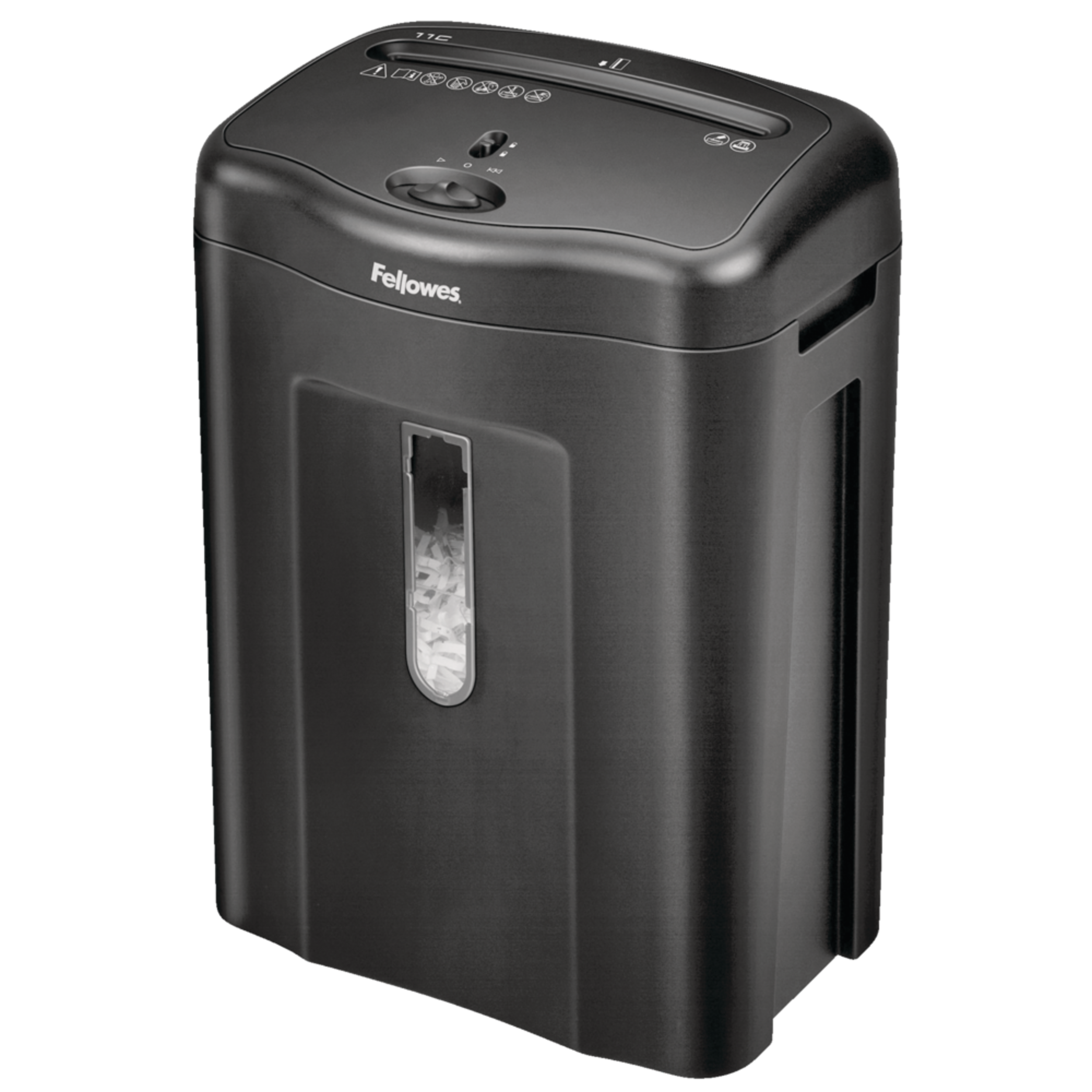 Fellowes Powershred Cross-Cut 11-Sheet Paper Shredder, Black Front_Angled_Left