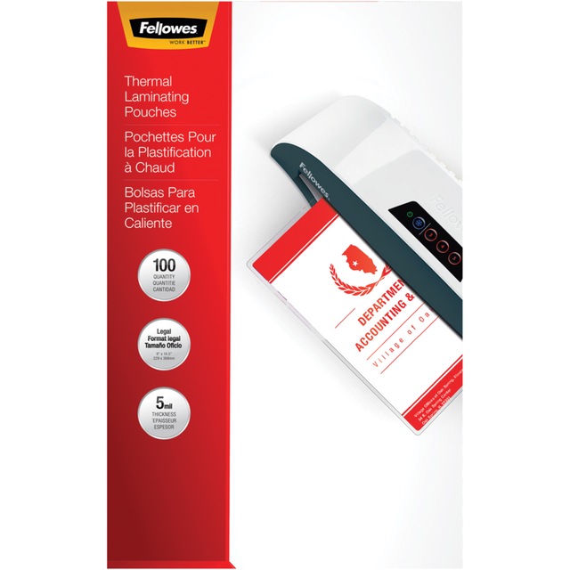 Fellowes Legal Thermal Laminating Pouches, 5mm, 100pk Canadian Tire