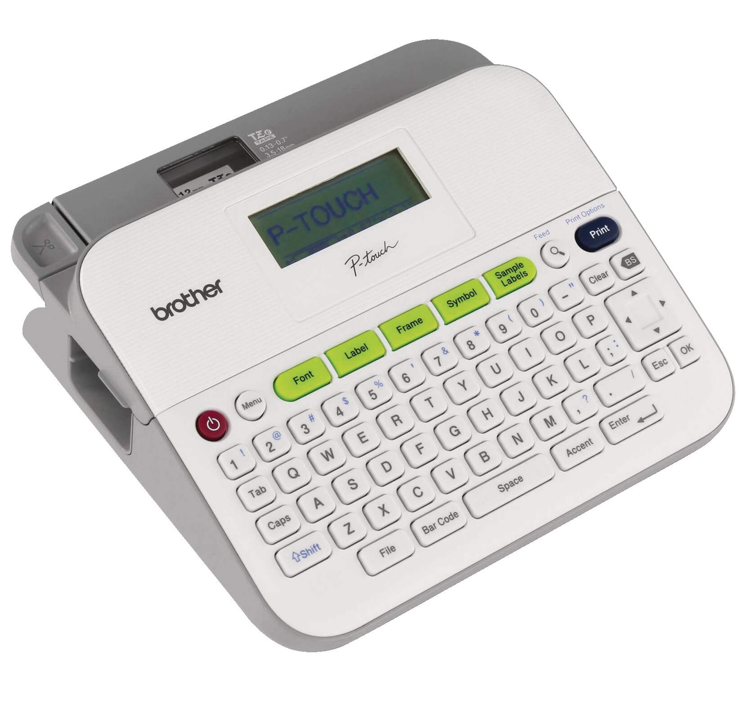 Brother P-Touch Versatile Desktop Label Maker With AC Adapter, White/Grey Front_Angled_Right