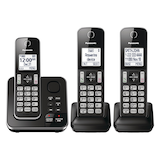 Téléphones sans fil Panasonic DECT 6.0 avec répondeur numérique, 3 combinés, noir Front_Flat