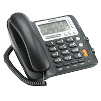 VTech Big Button Corded Phone and Speakerphone, Black Front_Angled_Right