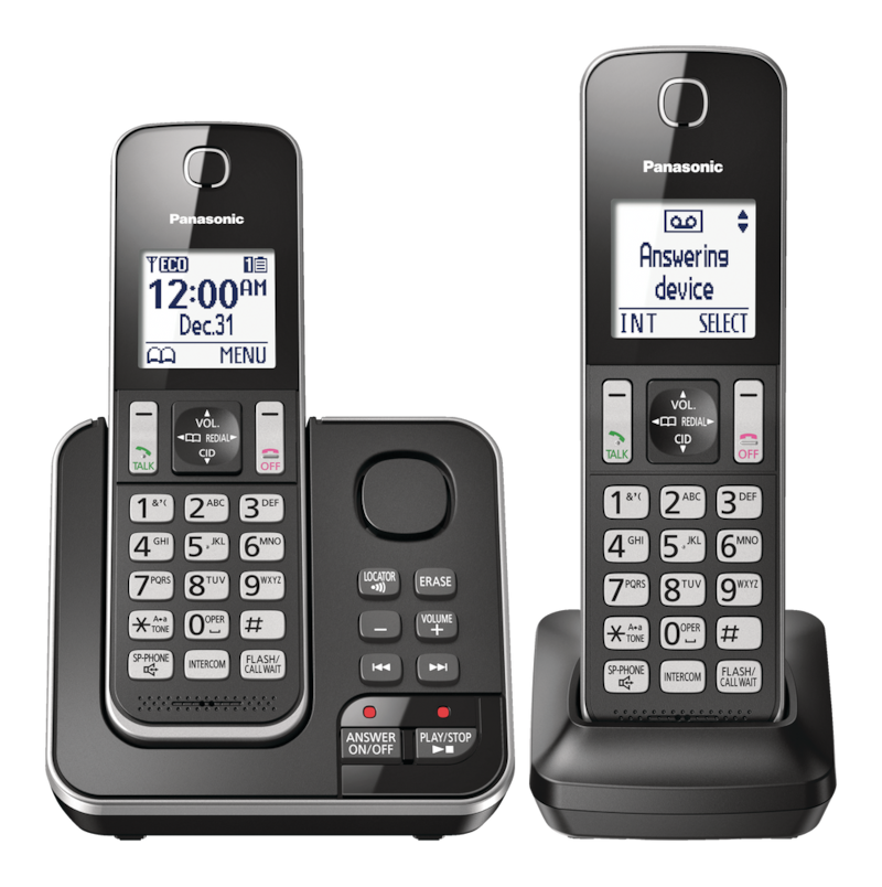 Panasonic DECT 6.0 Cordless Phones with Digital Answering System, 2