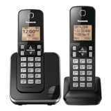Téléphone sans fil Panasonic DECT 6.0 avec afficheur d'identité d'appelant, 2 combinés, noir Front_Flat