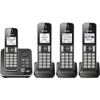 Panasonic DECT 6.0 Cordless Phone with Digital Answering, 4-Handsets, Black Front_Flat