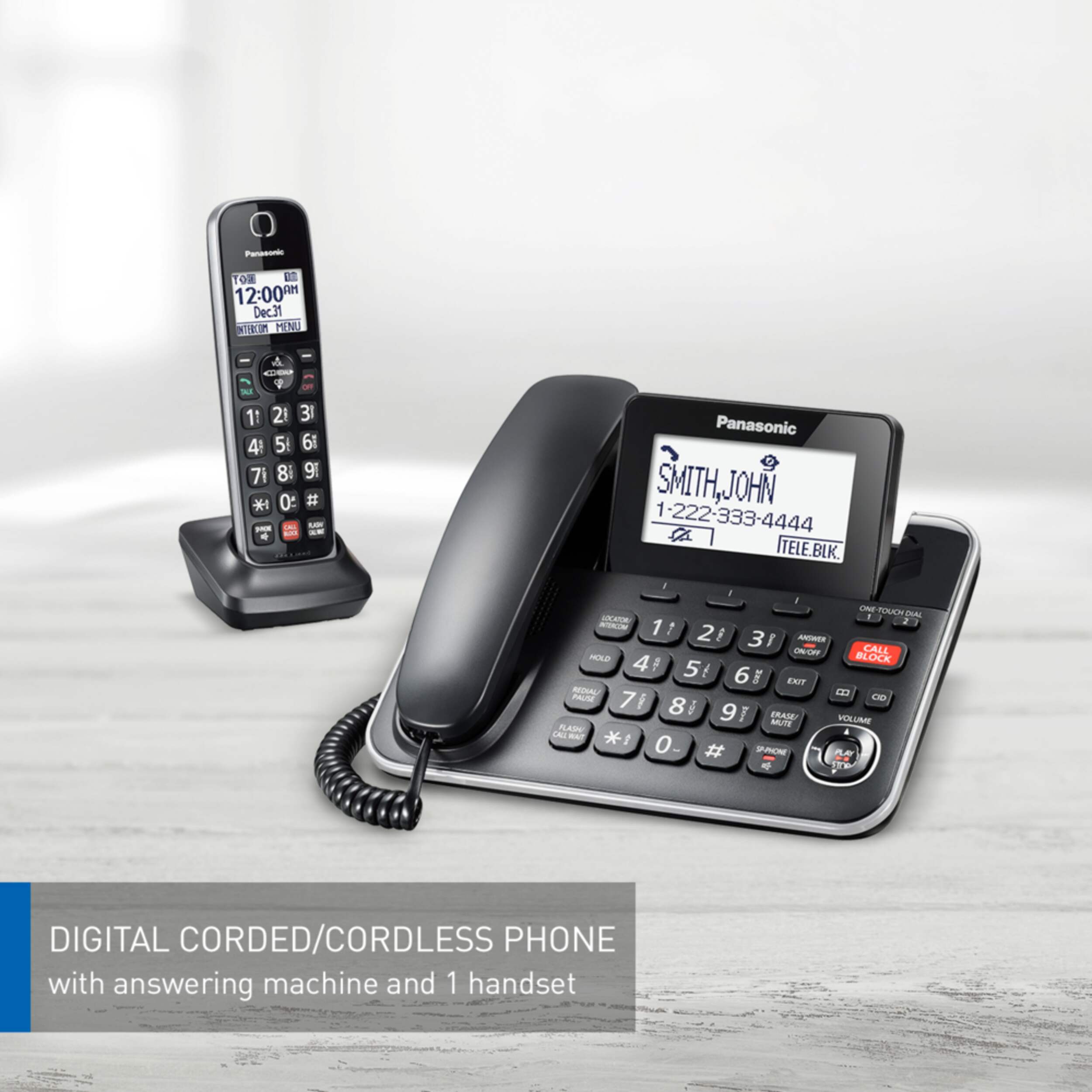 Panasonic DECT 6.0 Corded/Cordless Phone Combo with Answering System