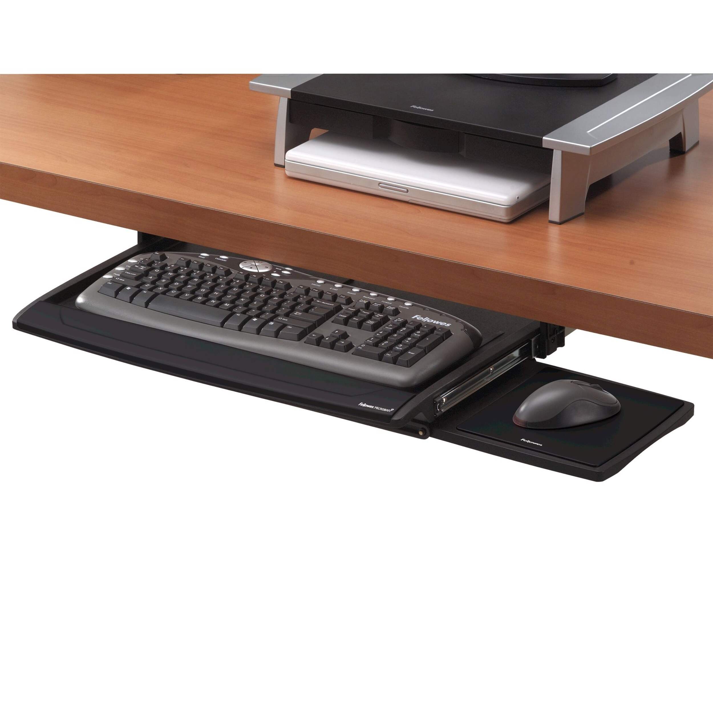 Fellowes Office Suites Deluxe Keyboard Drawer, Black Front_Angled_Right