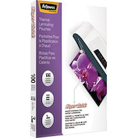 Fellowes SuperQuick Glossy Thermal Laminating Pouches - Letter, 3-mm, 100-pk Front_Angled_Right