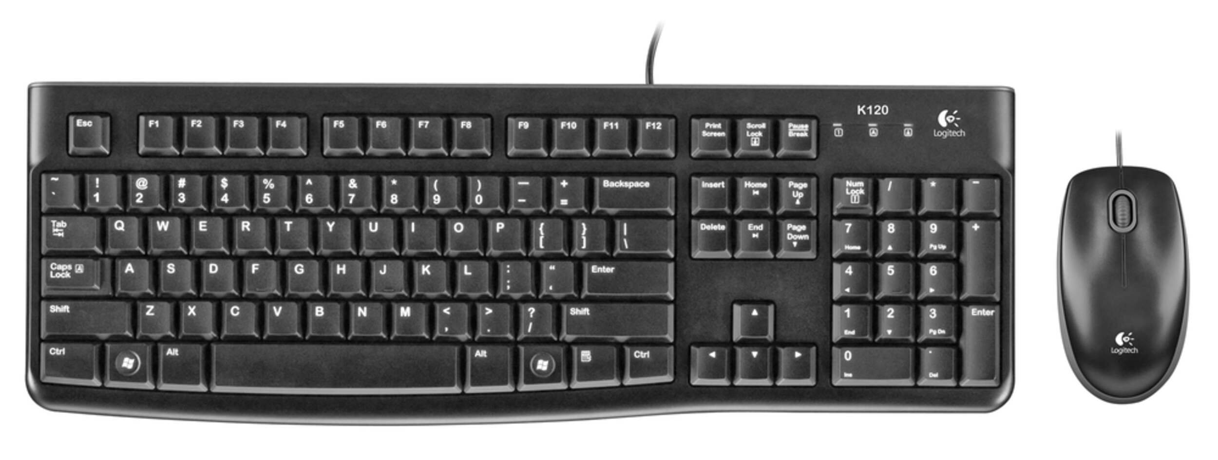 Logitech corded Keyboard and Mouse Combo Front_Flat