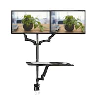 TygerClaw Double Extending Arm Sit-Stand Workstation for 13-in to 27-in Monitors, Black
