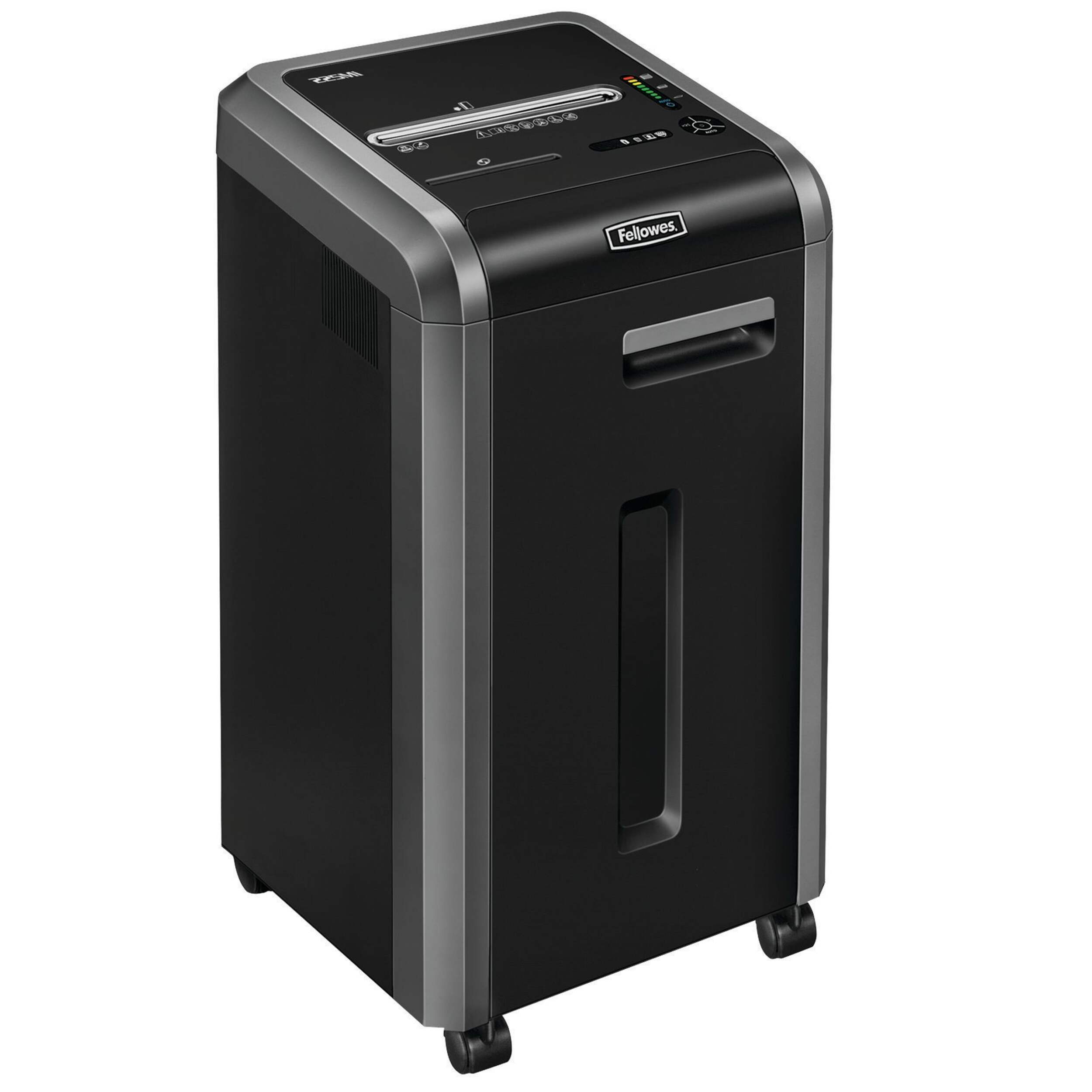 Déchiqueteuse sans blocage coupe micro 16 feuilles Fellowes Powershred 225Mi, noire Front_Angled_Right