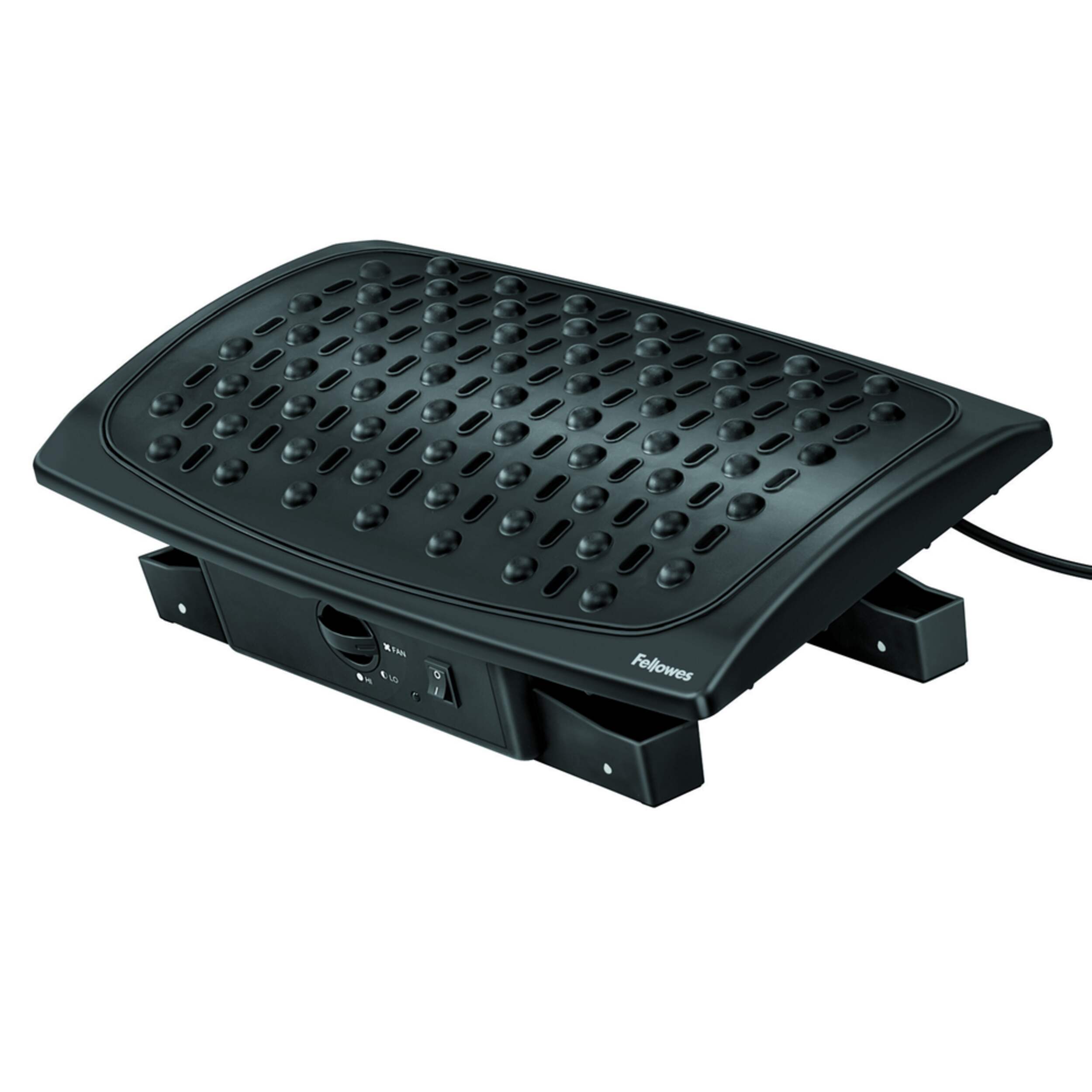 Fellowes Climate Control Footrest, Black Front_Three_Fourths_Angled_Left