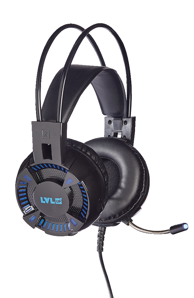 LVLUP LU732 Deluxe Light Up Gaming Headphones with Foldable Mic, Black