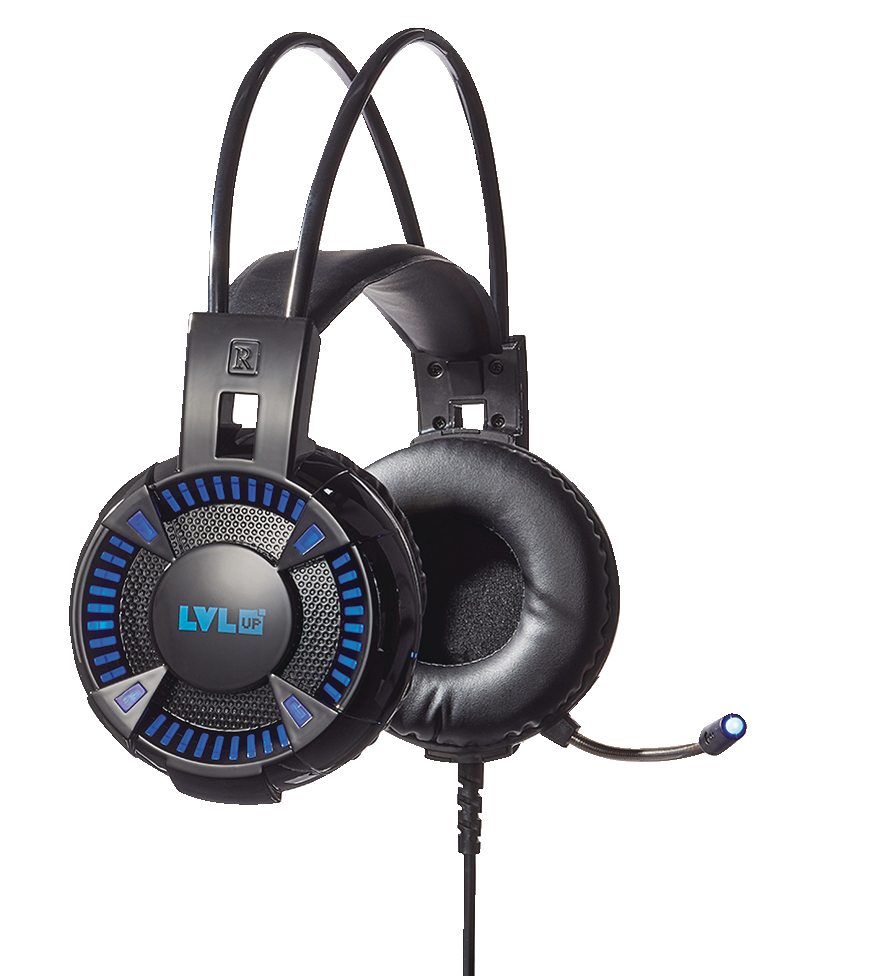 LVLUP LU732 Deluxe Light Up Gaming Headphones with Foldable Mic, Black