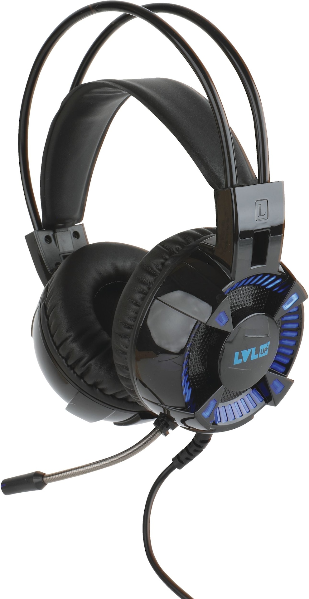 LVLUP LU732 Deluxe Light Up Gaming Headphones with Foldable Mic, Black