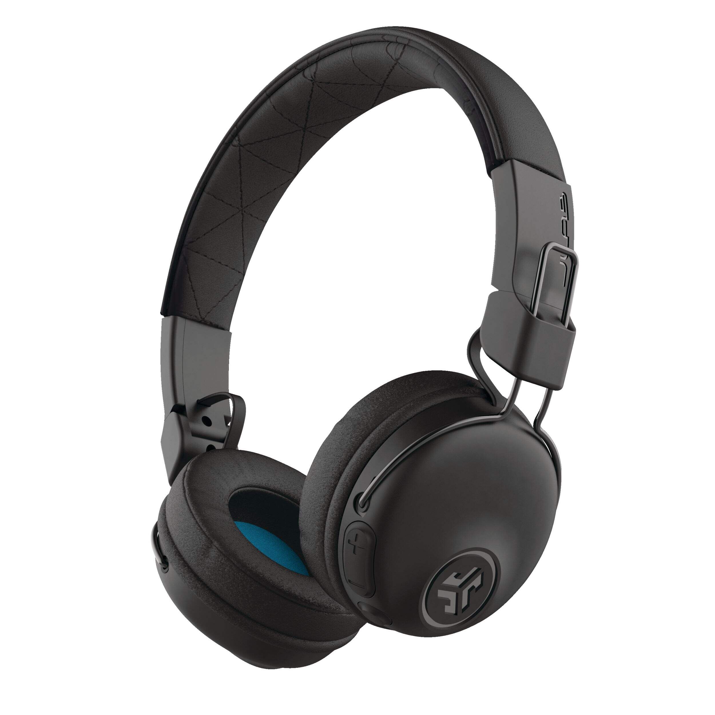 JLab Studio Wireless On-Ear Headphones, Black Front_Three_Fourths_Angled_Left