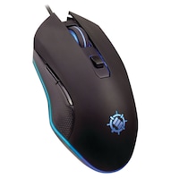 ENHANCE Infiltrate Blackout USB Gaming Mouse with LED Accent Light, Black Back_Angled_Left