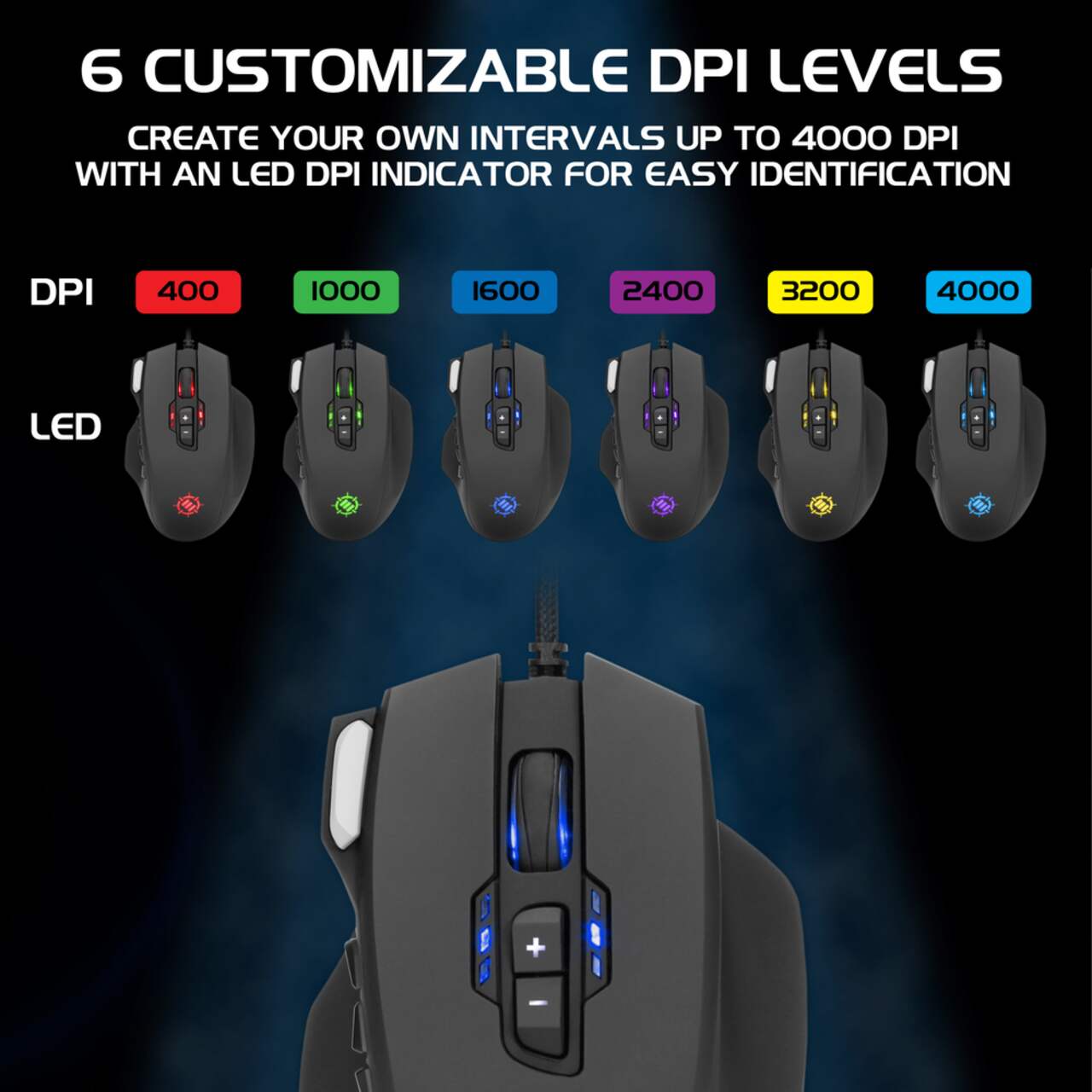 ENHANCE Theorem MMO 2 LED PRO Gaming Mouse with 13 Programmable Side  Buttons, Black