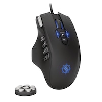 ENHANCE Theorem MMO 2 LED PRO Gaming Mouse with 13 Programmable Side Buttons, Black Front_Angled_Right