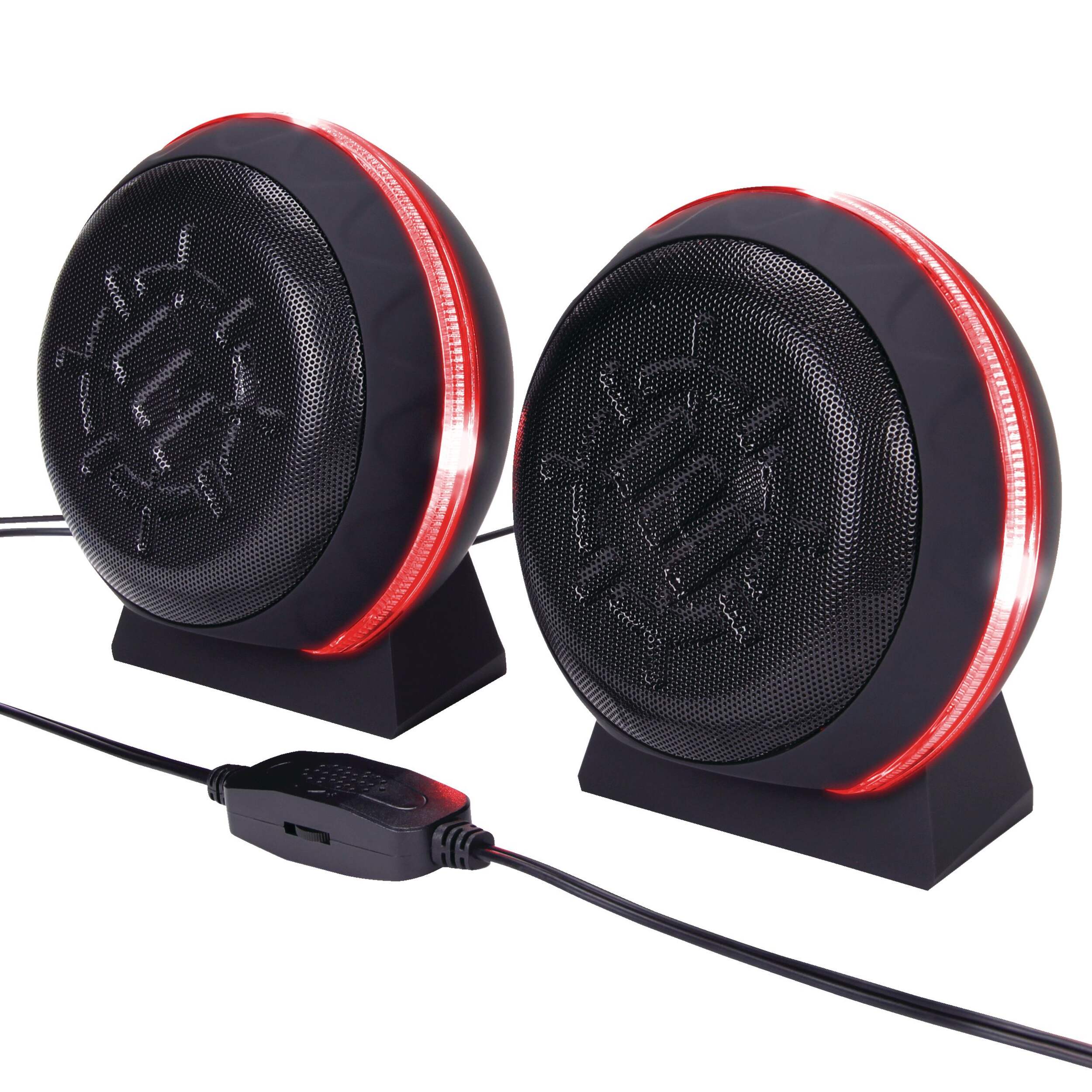 ENHANCE SL2 USB LED Red Light Computer Gaming Speakers, Black Front_Three_Fourths_Angled_Left