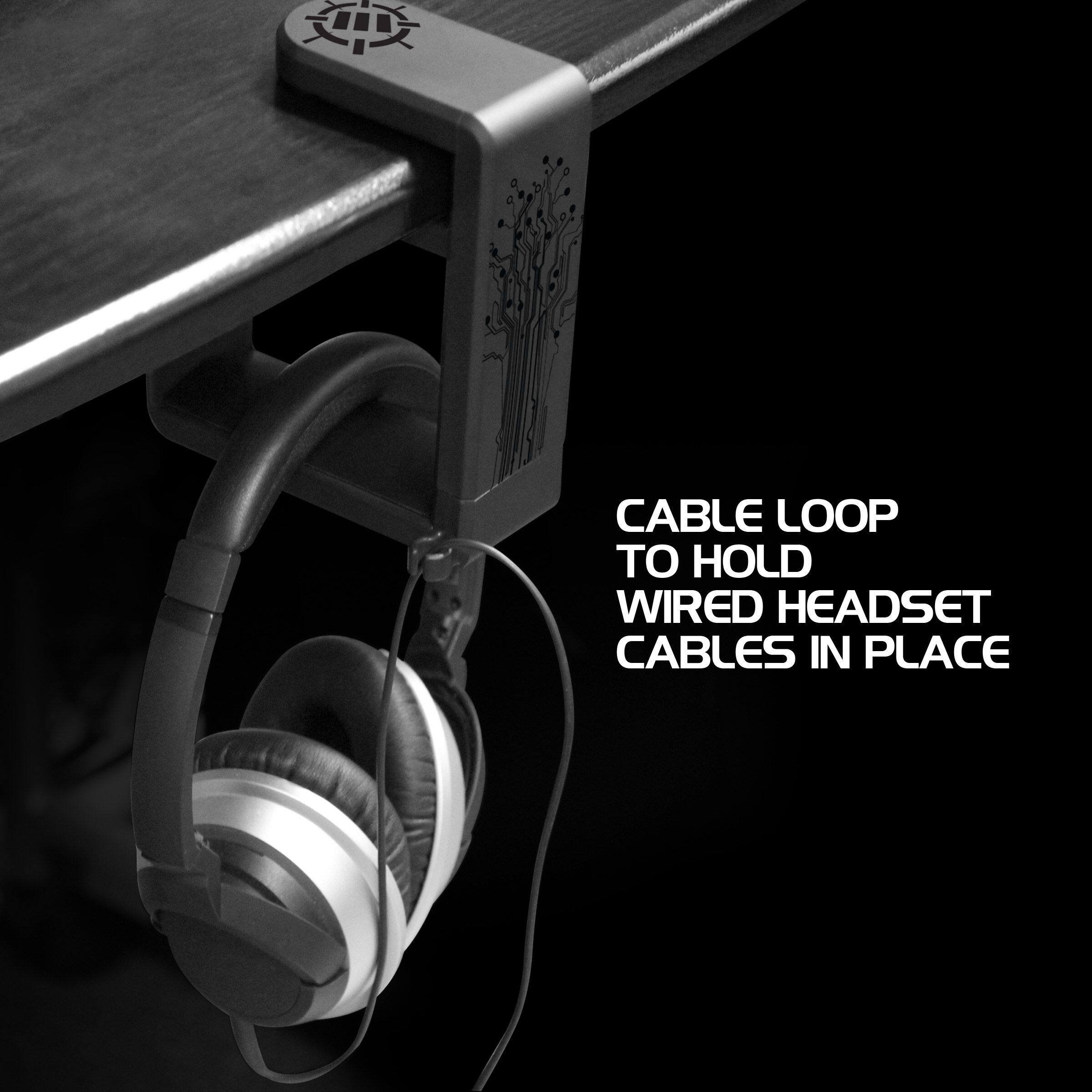 ENHANCE PC Clip-on Gaming Headset Holder Desk Hook Mount, Black