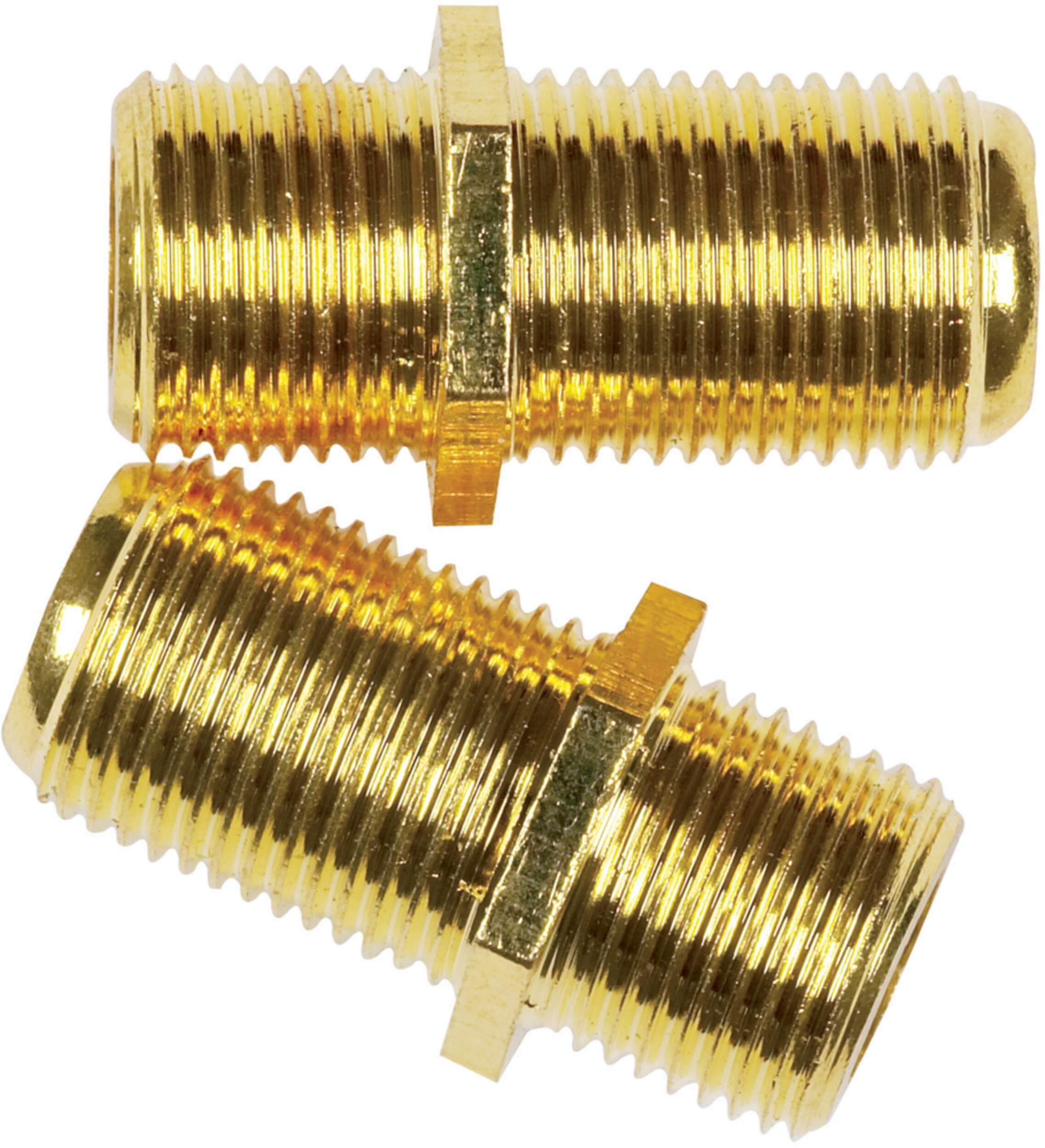 RCA Coaxial Cable Extension Adapter, Gold, 2-pk Overhead_Flat