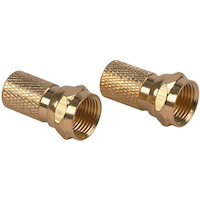 RCA Twist-On Coaxial Cable Connector, Gold, 2-pk