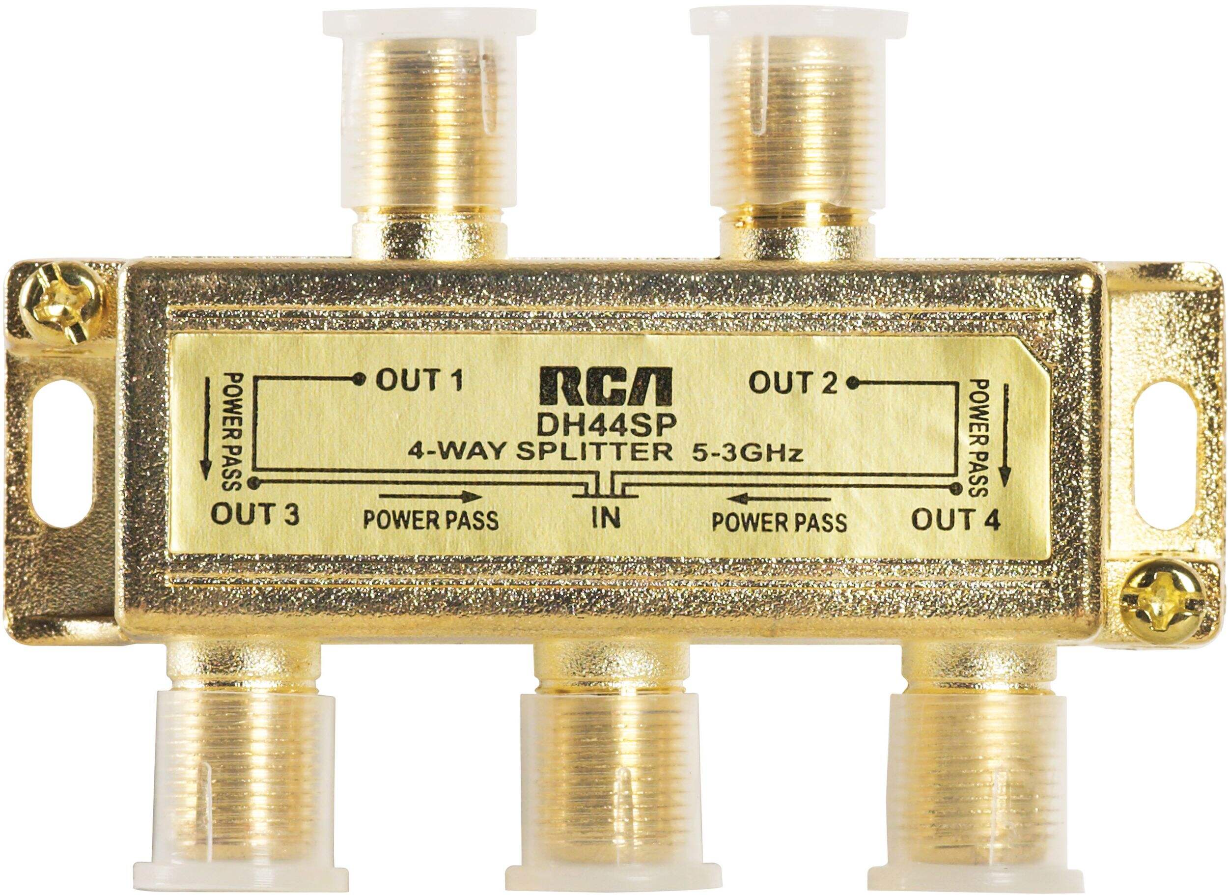 RCA 4-Way Digital Video Splitter, Gold Overhead_Flat