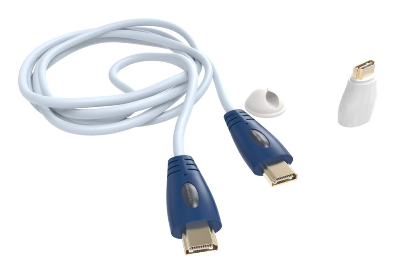 SkyWire 4K HDMI Cable with Mini HDMI Adapter, White/Blue, Assorted