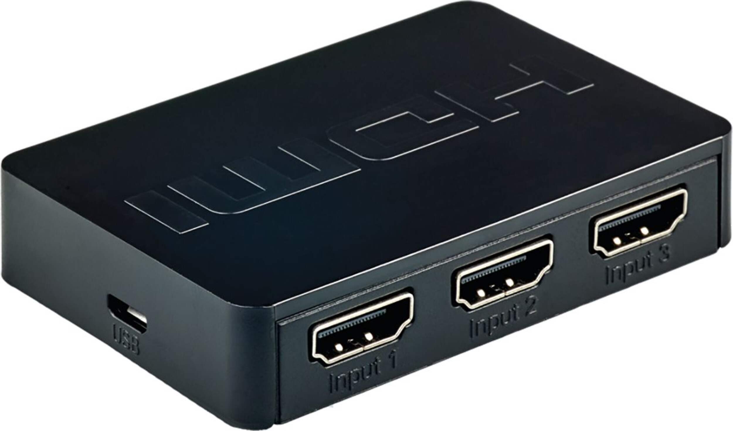 RCA 3-In 1-Out HDMI Switch Box, Black Front_Angled_Right
