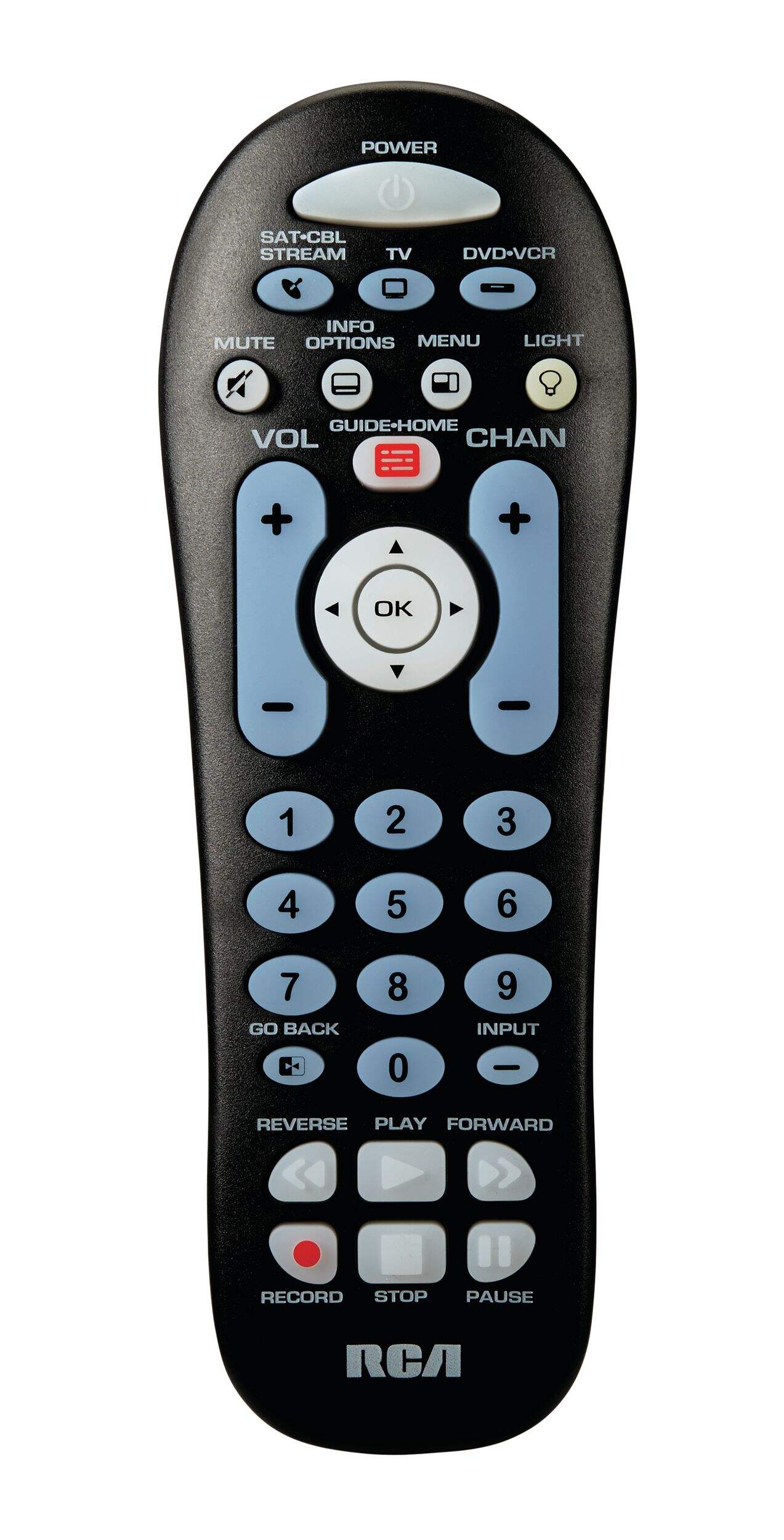 RCA CRCR313BIR Multi-Device Big Button Universal Remote Control, Black Overhead_Flat