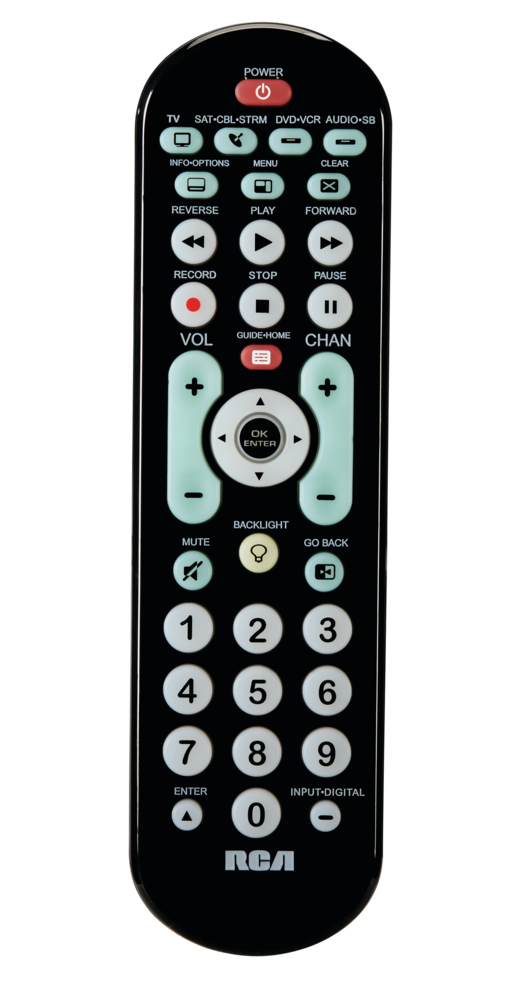 RCA CRCRBB04GR 4-Device Big Button Universal Remote Control, Black