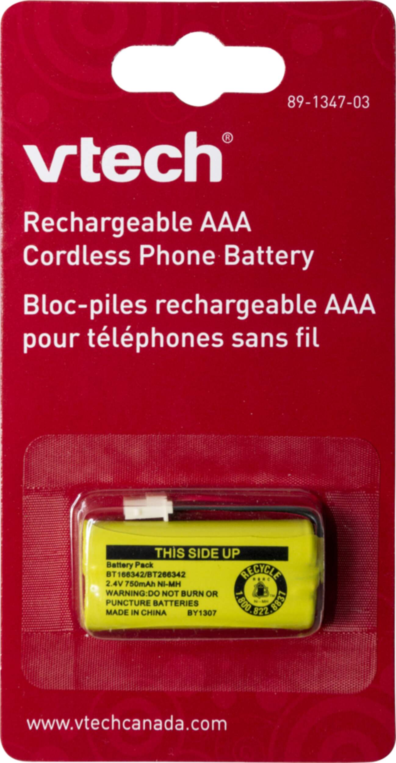 VTech BT266342 Rechargeable AAA Cordless Phone Battery Front_Flat