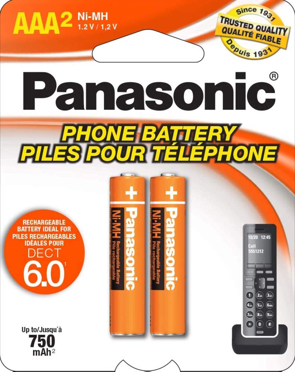 Piles Rechargeables NIMH 1,2V 2/3AAA (Pas AAA) 400mAh pour Lampes