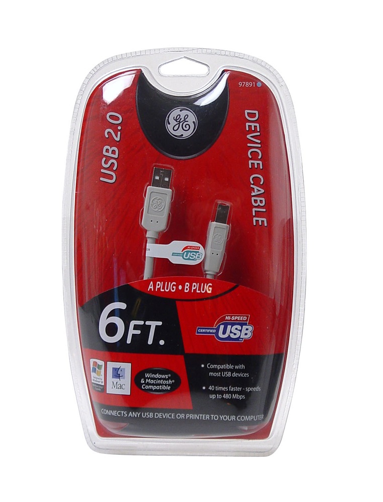 USB 2.0 Device Cable, Nickel, 6' Canadian Tire