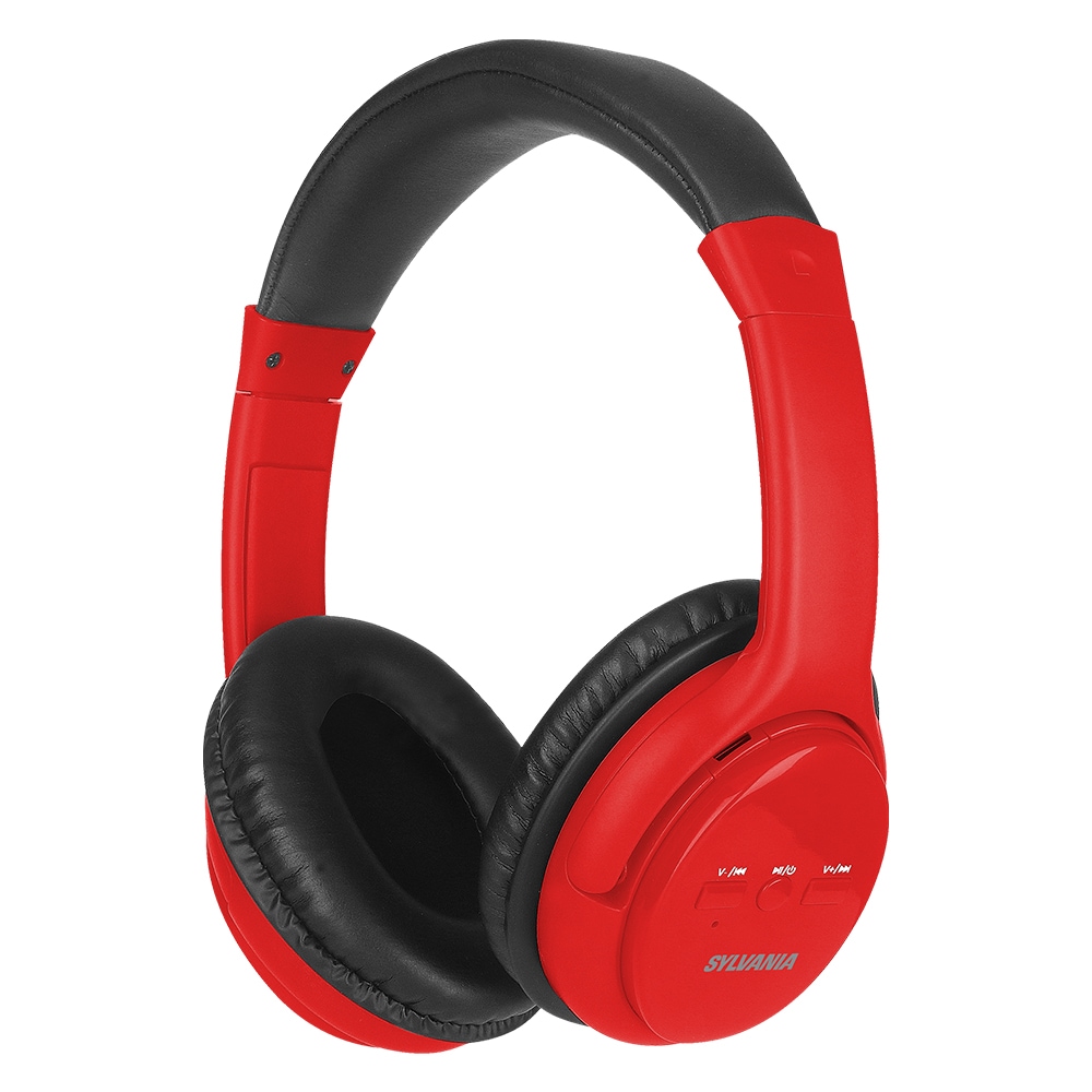 Sylvania Wireless Bluetooth Stereo Headphones with Microphone, Red Canadian Tire