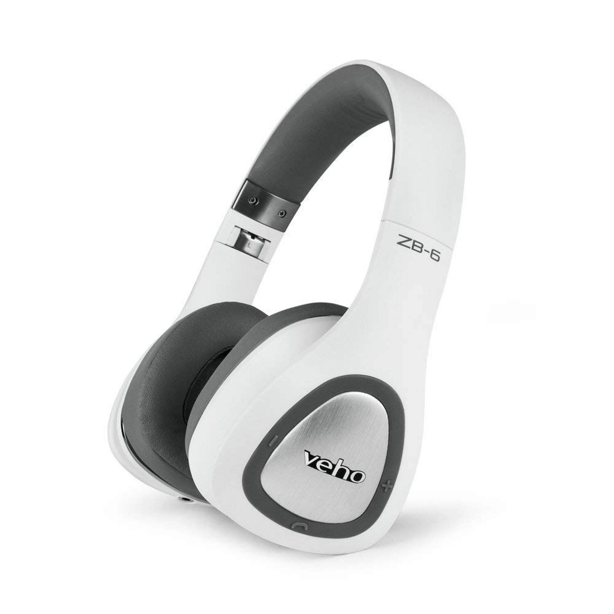 Veho ZB-6 On-Ear Wireless Bluetooth Headphones, White Front_Three_Fourths_Angled_Left