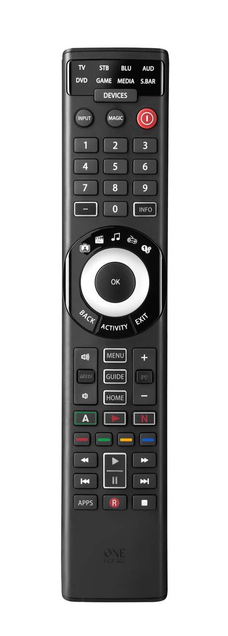 One For All URC7880 Smart 8-Device Universal Remote Control, Black