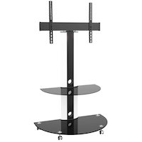 TygerClaw LCD84113BLK Superior TV Cart with Glossy Glass Base and Shelf, 32-in to 55-in Front_Angled_Right