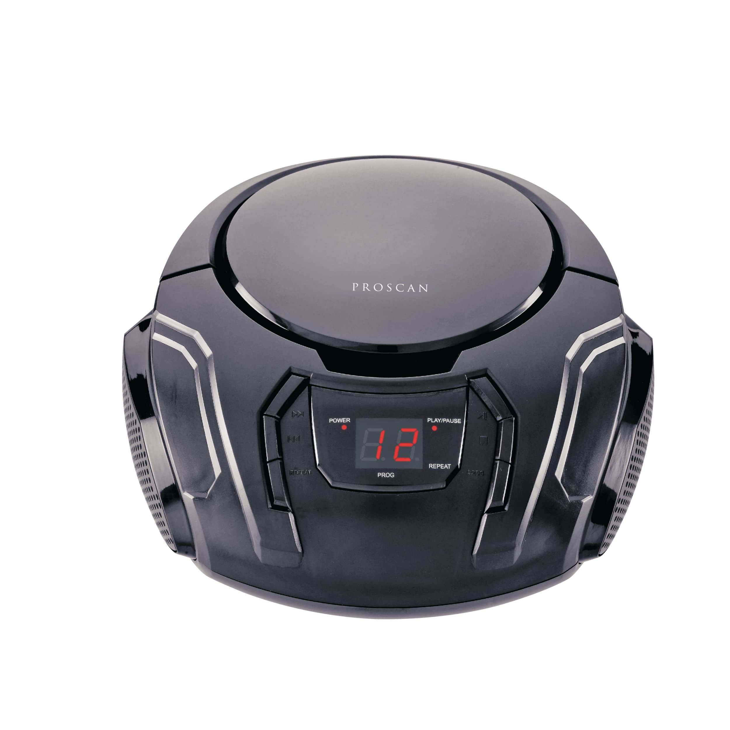 Proscan SRCD261B-BLK Portable CD Player Boombox Stereo w/ AM/FM Radio &  AUX-IN