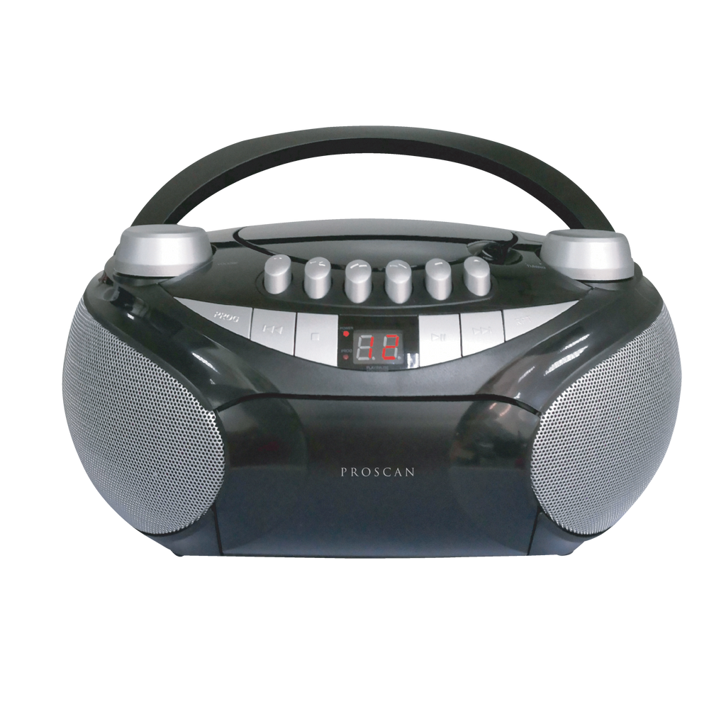 Proscan SRCD286-SLVR Portable CD & Cassette Player Boombox Stereo w/ AM/FM  Radio