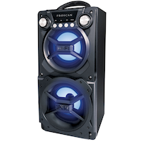 Proscan Portable Bluetooth Speaker, Rechargeable, w/ AUX-IN, USB Cable & Blue LED Light Front_Angled_Left